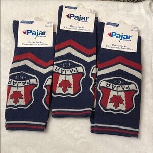 Pajar Canada Blue and Red Dress Socks with Chevron Pattern